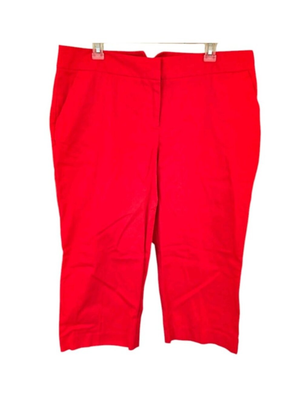 Attention Red Capri Pants Modern Fit Cotton Blend Stretch Pockets